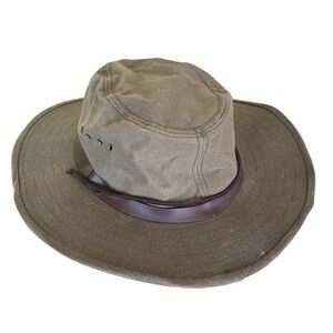 Vintage C.C. Filson Green Ranger Hat Size Small Bonded Leather Canvas